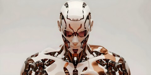 Robot with humanlike appearance or mechanical body parts blending human and technology. Concept Cyborg, Robot Design, Mechanical Augmentations, Futuristic Technology, Human-Machine Interaction