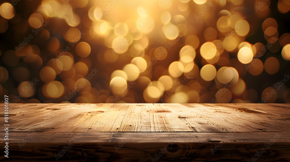 Leinwandbilder perspective wooden table and bokeh light background product display template : generative ai
