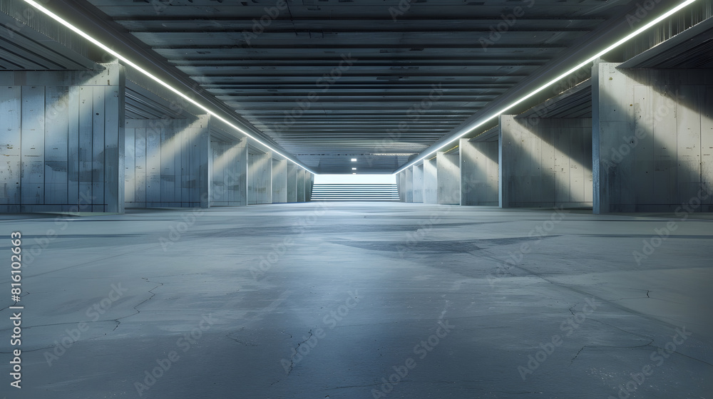 Poster panoramic empty concrete road for parking lot to display with futuristic style : Generative AI