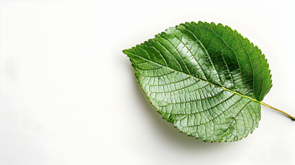 A delicate birch leaf isolated on white background showcasing serrated edges  bright green color for nature, garden, or educational themes