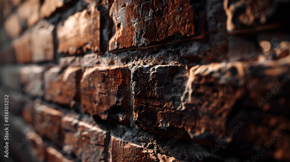 Aufkleber Brick background closeup in diffused light : Generative AI