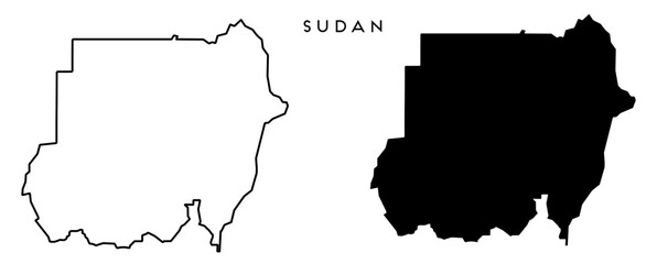 Sudan map outlined and black vector