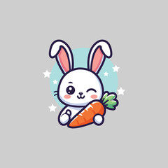 Bunny carrot logo design, vector logo design, illustration 