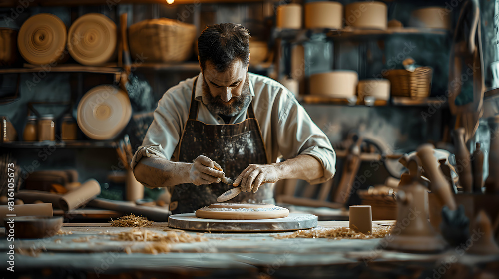 Aufkleber craftsperson creating handmade products with dedication and skill: small business craftsmanship in w