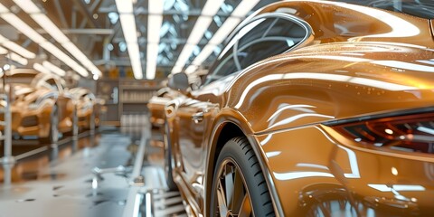 Fototapeta premium Auto body shop uses expertise and premium products to rejuvenate cars. Concept Car Restoration, Premium Repairs, Vehicle Rejuvenation, Expert Craftsmanship, High-Quality Products