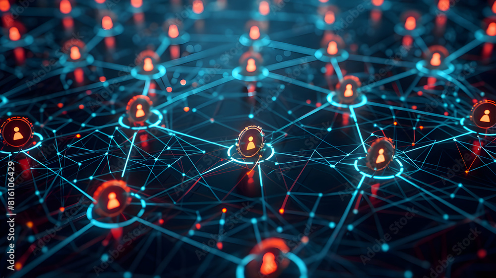 Poster icon of denial of service attack disrupting a network: flat 3d representation symbolizes the impact 