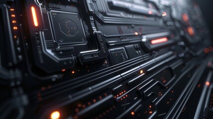 Abstract high tech black border, futuristic technology background hyper realistic 