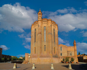 View of Sainte cecile Cathedral in Aibi, located in Midi-Pyrénées region of the Tarn department,...