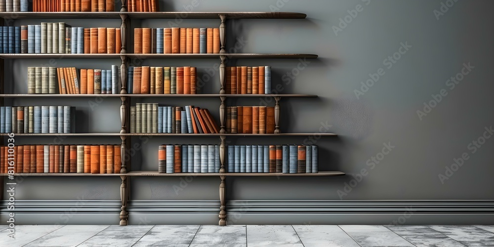 Poster bookshelf standing alone against a simple backdrop. concept bookshelf, simple backdrop, minimalist d