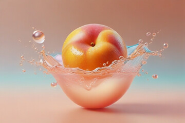 Peach and water splash