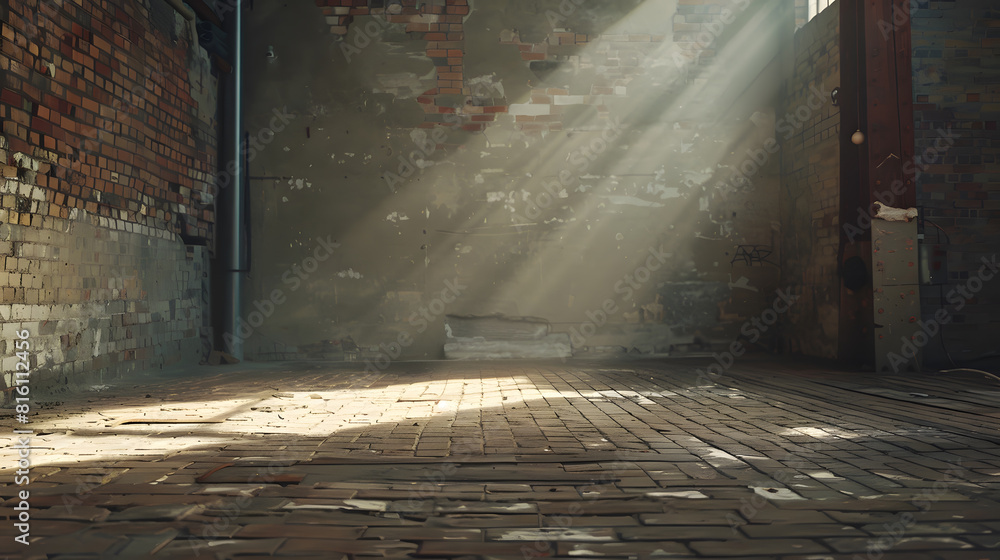 Aufkleber empty brick floor and architectural frame landscape : generative ai