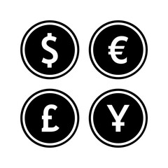 Icon set of currencies of different countries 