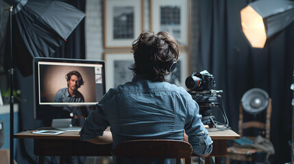 Photographer Editing Photos on Computer in Studio   Technical Skills, Creativity, Attention to Detail in Small Business Photography Operations