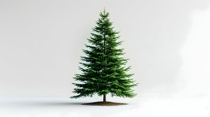A vibrant pine tree isolated on a white background featuring its tall straight trunk, needle like leaves, and conical shape   perfect for holiday, nature, or forestry designs