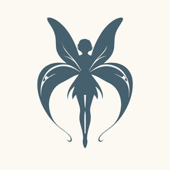 Fototapeta premium Stylized icon silhouette of fairy or little elf isolated on plain background