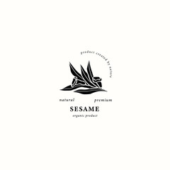 Flat vector sesame branch logo