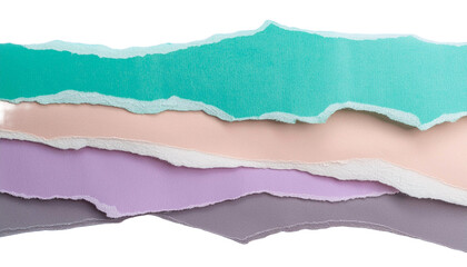 Fototapeta premium A texture element of torn paper of different colors. Background of pastel layered ripped cardboard. 