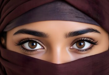 Fototapeta premium Stunning beautiful eyes of woman wearing hijab