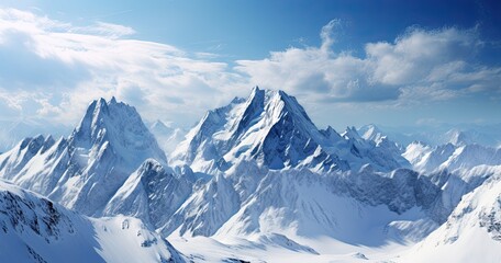 Obraz premium Mountains peaks crowned with snow