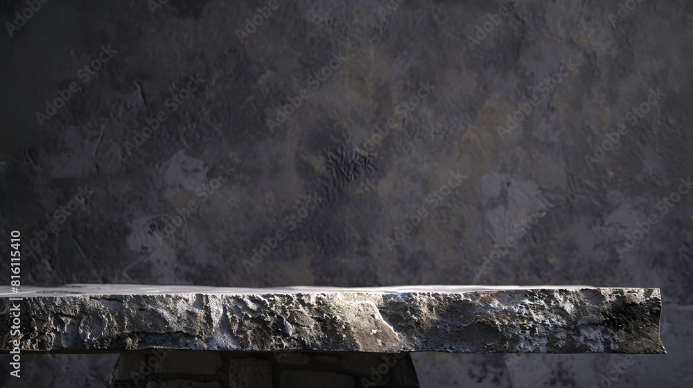 Leinwandbilder empty top of natural stone table and grey wall background for product display : generative ai