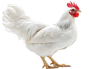 Fototapeta premium close-up portrait of a white hen isolated png transparent background