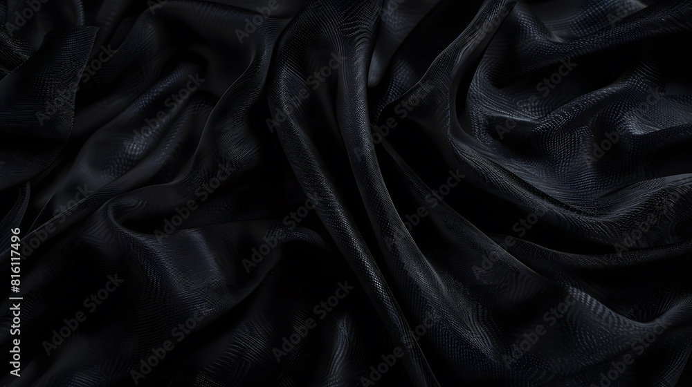 Poster dark background black fabric texture with empty space : generative ai