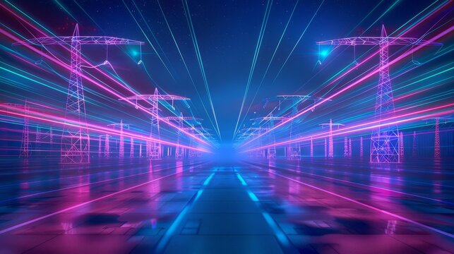 power electric energy background illustration voltage current, renewable grid, transmission distribution power electric energy background hyper realistic 