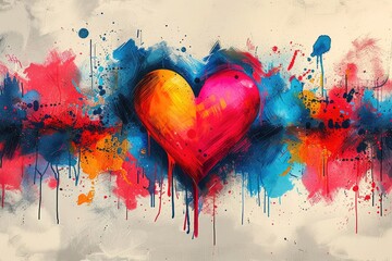 Explosive Love: Vibrant Pop Art Heart Design