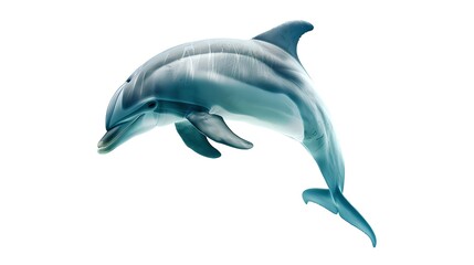 Obraz premium Graceful Dolphin Leaping, Ocean Mammal Illustration. Ideal for Educational and Creative Projects, Digital Artwork Style. AI