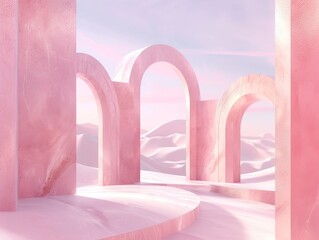 Surreal Pastel Landscape: Explore a Dreamy 3D Rendered World