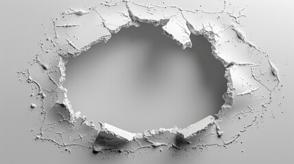 3d render of cracked concrete wall breakthrough