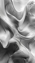 Digital art concept of flowing grayscale waves with a silky smooth texture