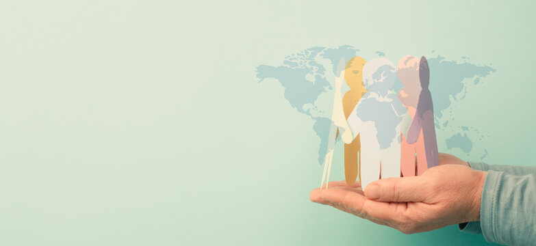 World population day, international equality, friendship and peace concept, awareness of global problems