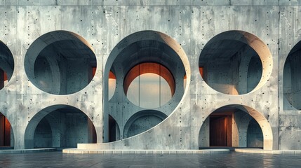 Modern concrete architecture with circular openings