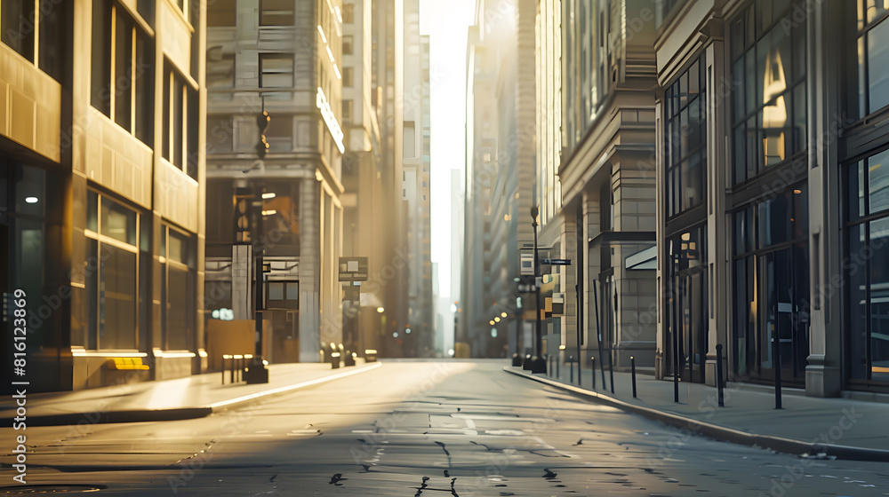 Poster empty street and detail of a building in a city : generative ai