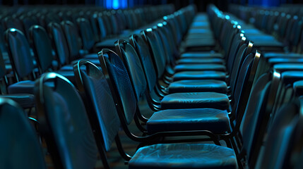 Fototapeta premium Rows of empty chairs in large Conference hall for Corporate Convention or Lecture : Generative AI