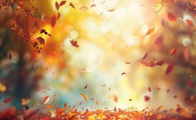 This serene wallpaper captures the essence of fall with leaves descending softly, making for an idyllic background and abstract best seller
