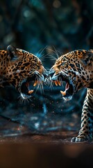 two jaguar fighing over Massai marah jungle in south africa created by ai