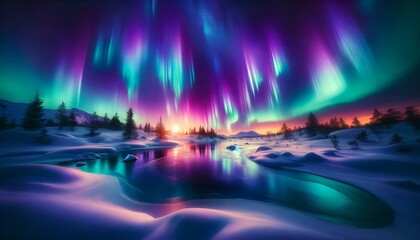 Fototapeta premium 幻想的なオーロラ