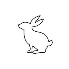 Rabbit silhouette, outline icon vector. Farm rabbit icon. Livestock concept. Rabbit sign on white background. Rabbit meat sign. Rabbitmeat. Part of my red meat illustration collection