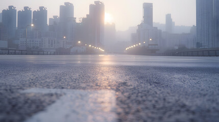 Empty asphalt and city buildings landscape in Guangzhou : Generative AI