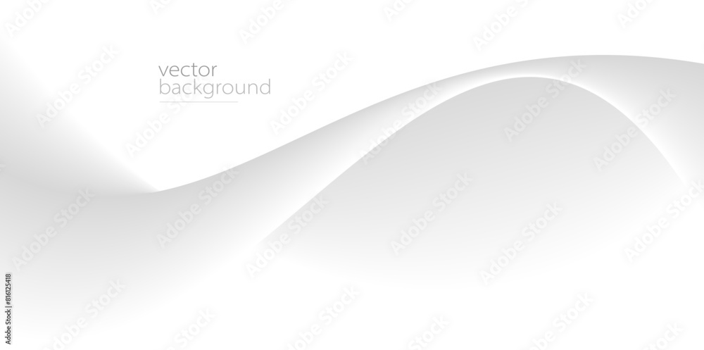 Poster Flowing grey curve shape with soft gradient vector abstract background, relaxing and tranquil art, ease and tranquil image.