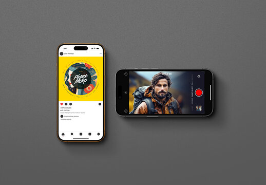 Phone 15 Mockup Vertical Horizontal