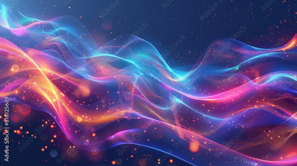 Poster abstract flowing neon color wave lights background. generative ai aig21. hyper realistic