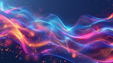 Abstract flowing neon color wave lights background. Generative AI AIG21. hyper realistic 