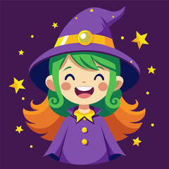 Colorful Witch Multi Color Illustration, Cute Illustration