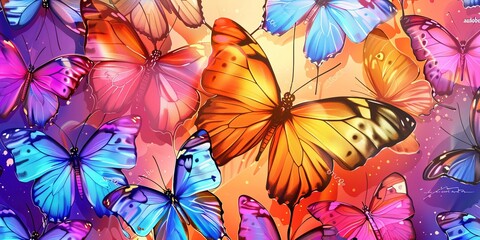 This abstract representation of butterflies creates a stunning wallpaper or background, with potential as a best seller