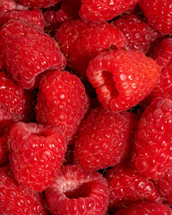 Macro image of large fuzzy raspberries