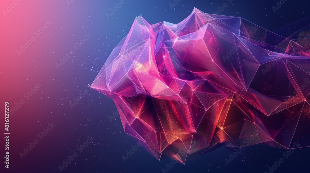 Poster creative concept. digital low poly wireframe style design with connection points. modern illustratio
