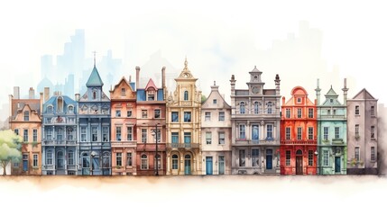 Naklejka premium View for a block of colorful houses with different architectural styles